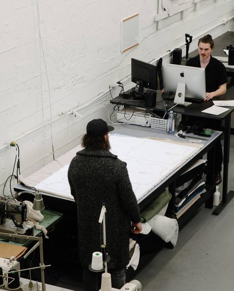 The process of manufacturing a garment in progress at In-House studio.